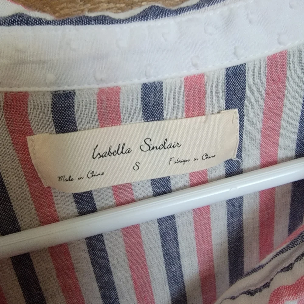 Anthropologie Isabella Sinclair Red White Blue Striped Top - Picture 4 of 7